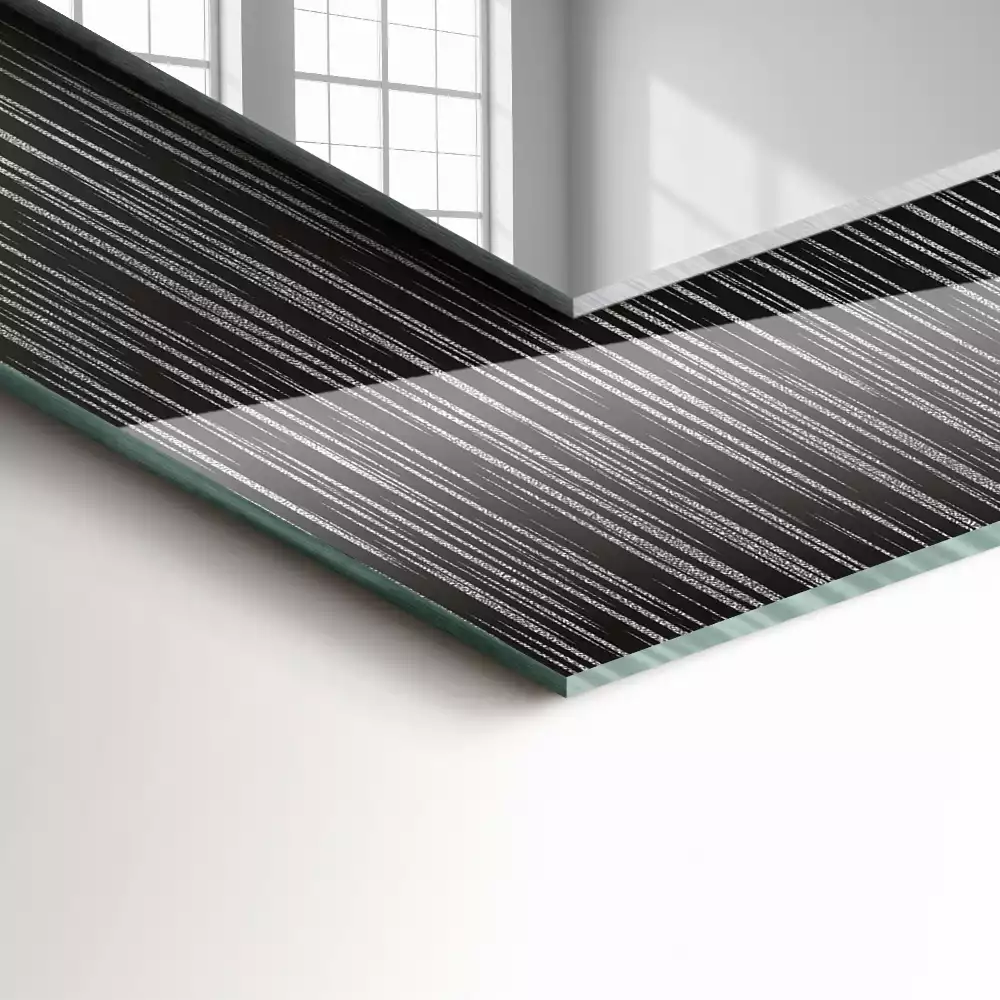 Rechthoekige spiegel lijst met print Moderne lijnen