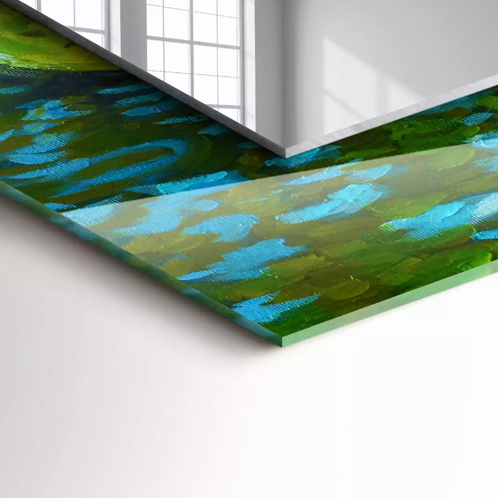 Rechthoekige spiegel lijst met print Waterlelievijver