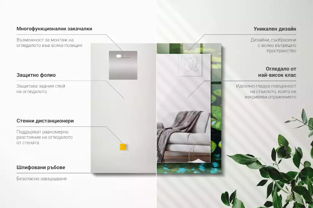 Rechthoekige spiegel lijst met print Waterlelievijver