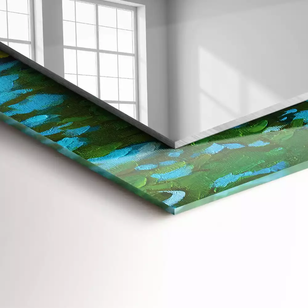 Rechthoekige spiegel lijst met print Waterlelievijver