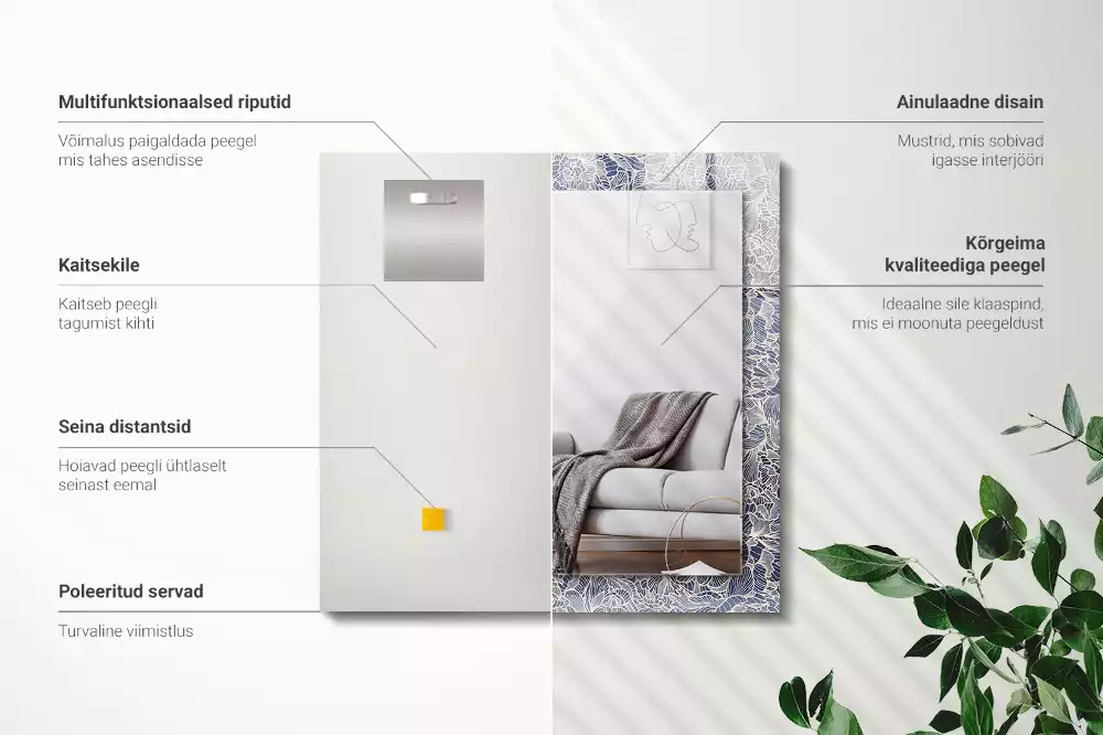 Bedrukte rechthoekige spiegel Bloemenstofpatroon