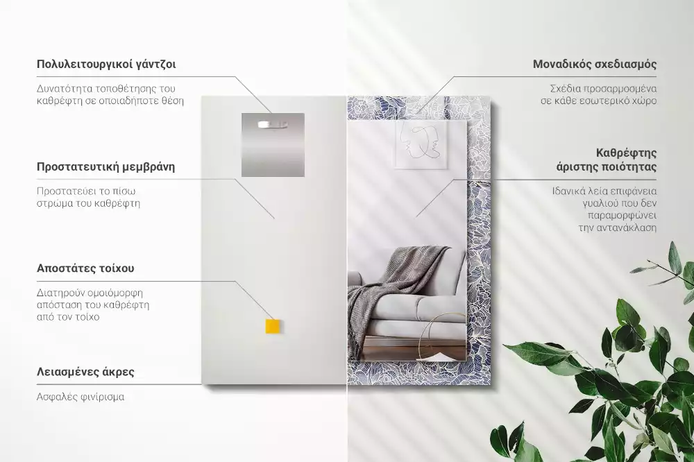 Bedrukte rechthoekige spiegel Bloemenstofpatroon