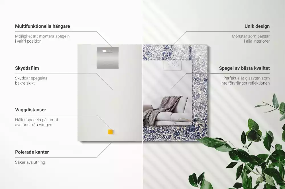 Bedrukte rechthoekige spiegel Bloemenstofpatroon