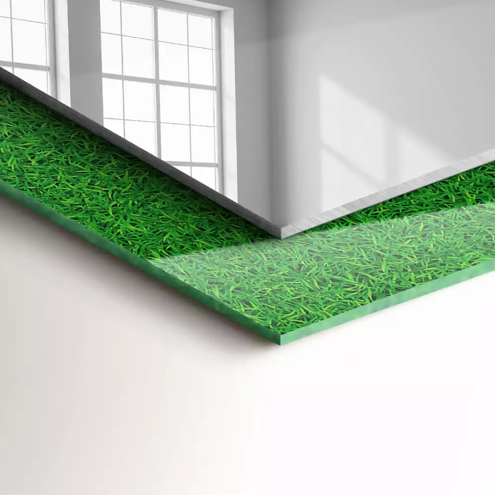 Rechthoekige spiegel met bedrukte lijst Groen gras