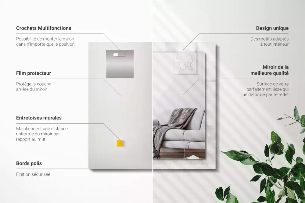 Rechthoekige spiegel met decoratie Grijs textuurpatroon