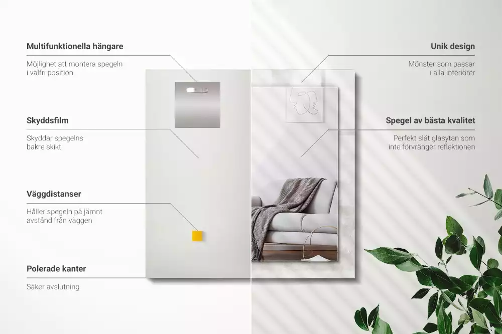 Rechthoekige spiegel met decoratie Grijs textuurpatroon