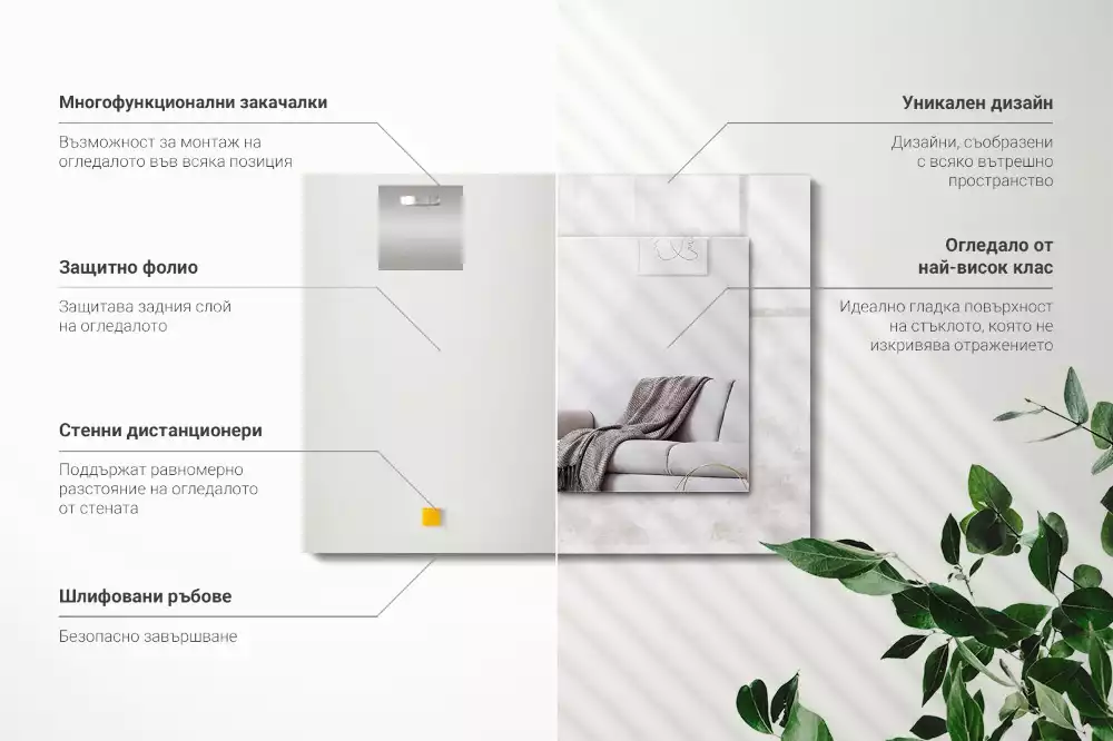 Rechthoekige spiegel met decoratie Grijs textuurpatroon