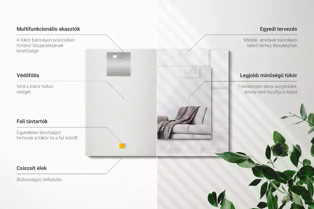 Rechthoekige spiegel met decoratie Grijs textuurpatroon