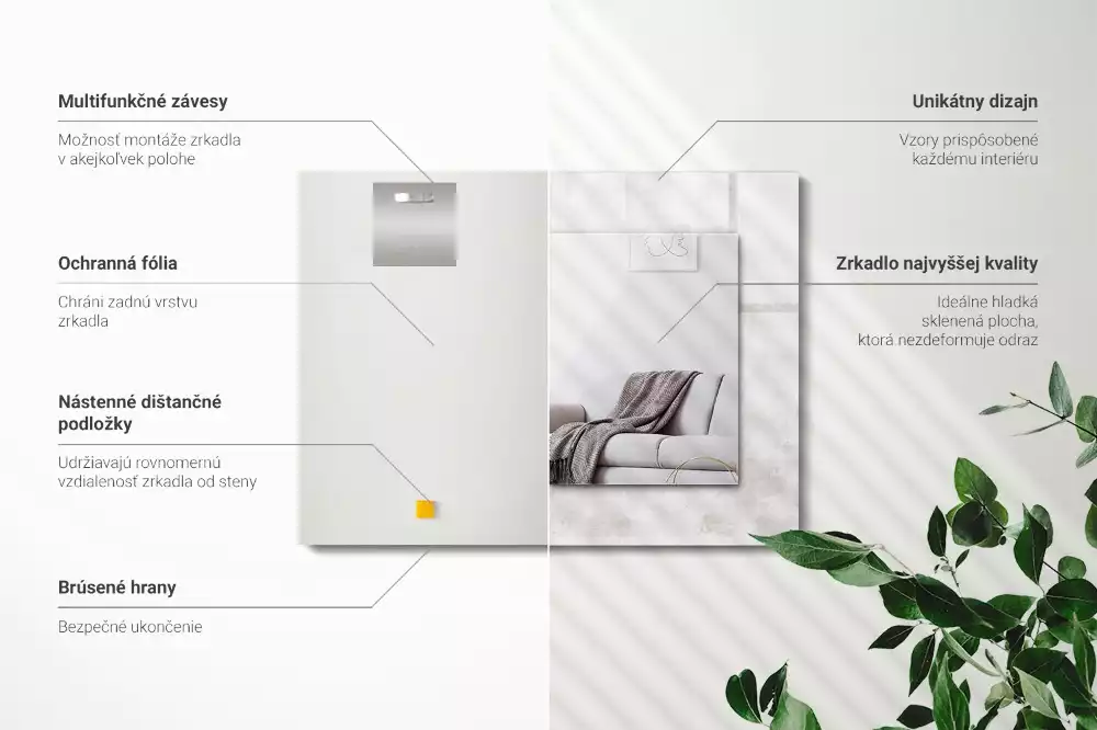 Rechthoekige spiegel met decoratie Grijs textuurpatroon