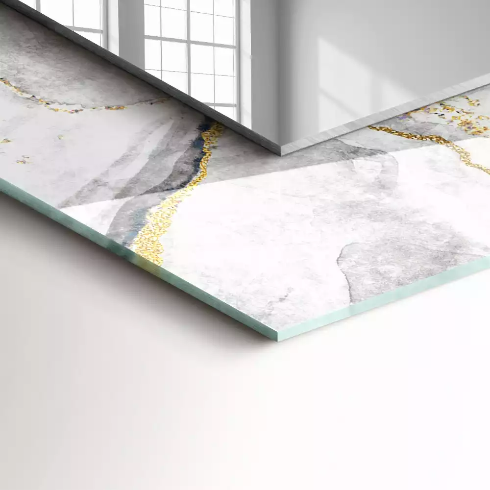 Bedrukte rechthoekige spiegel Geaderd marmer