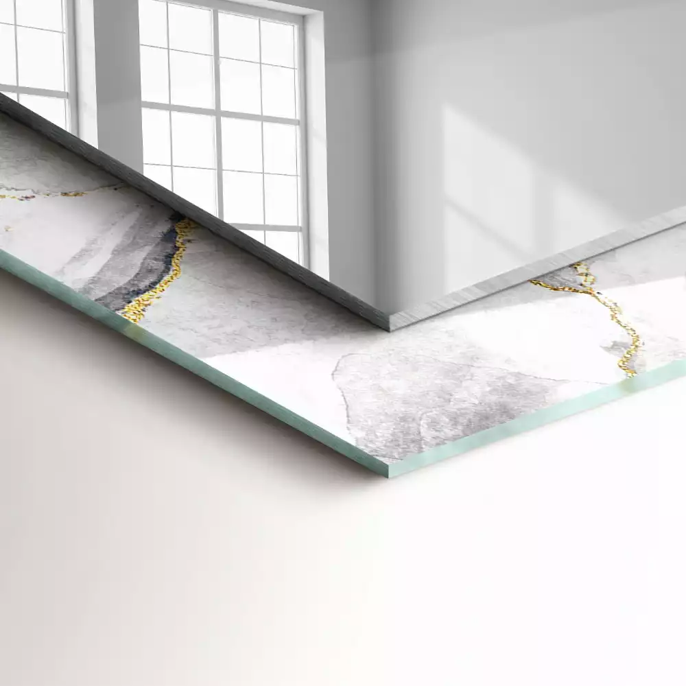 Bedrukte rechthoekige spiegel Geaderd marmer