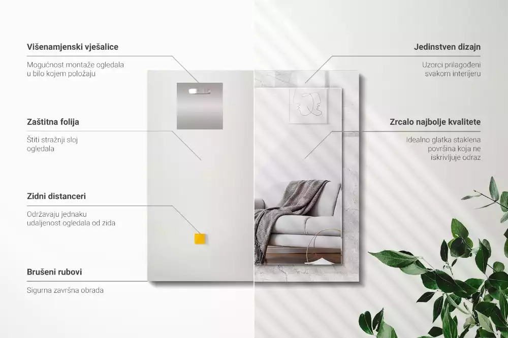 Rechthoekige spiegel met decoratie Gebarsten betonoppervlak