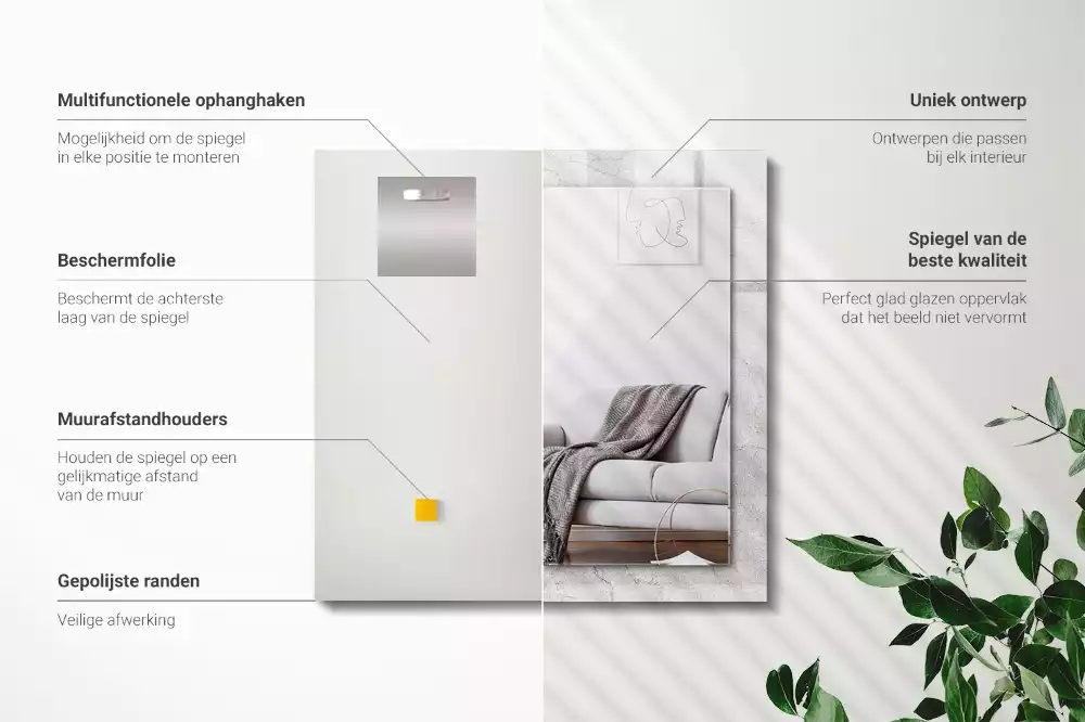 Rechthoekige spiegel met decoratie Gebarsten betonoppervlak