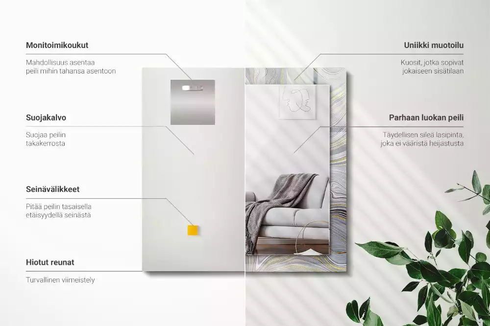 Bedrukte rechthoekige spiegel Abstracte marmerpatronen