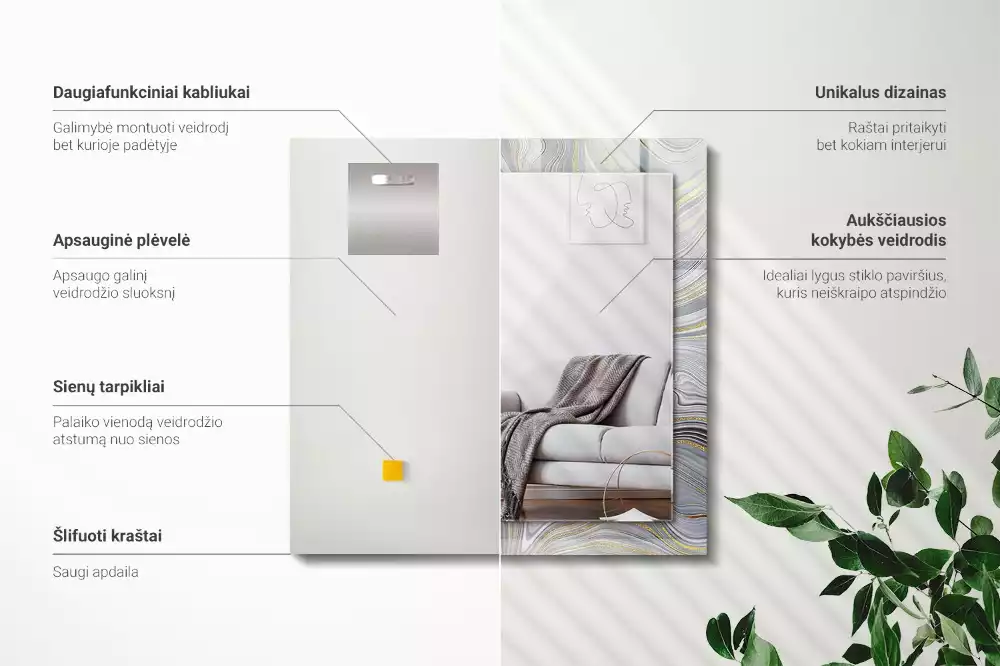 Bedrukte rechthoekige spiegel Abstracte marmerpatronen