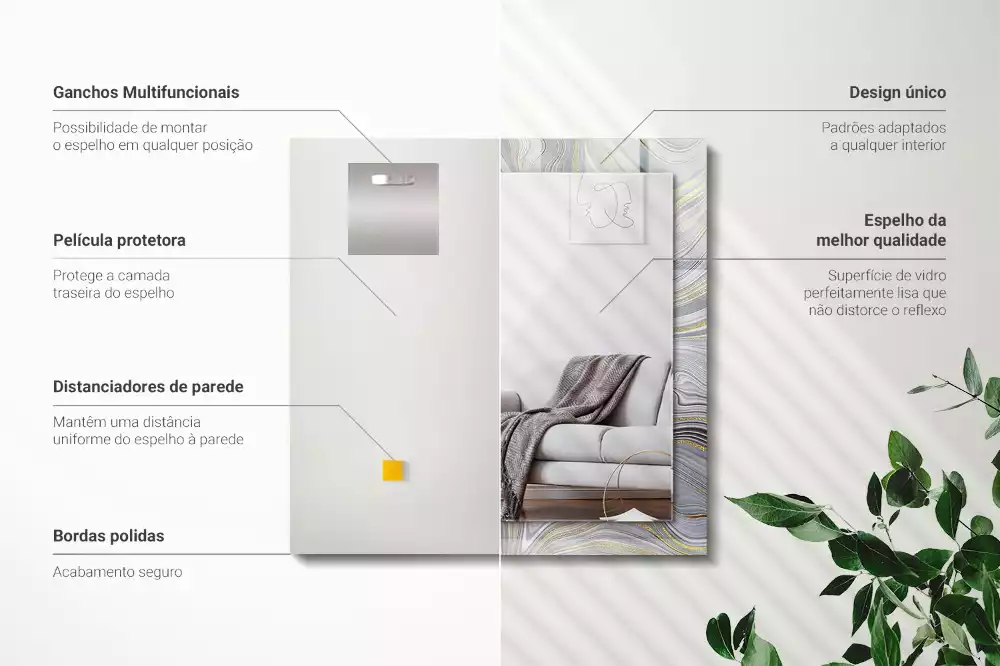 Bedrukte rechthoekige spiegel Abstracte marmerpatronen