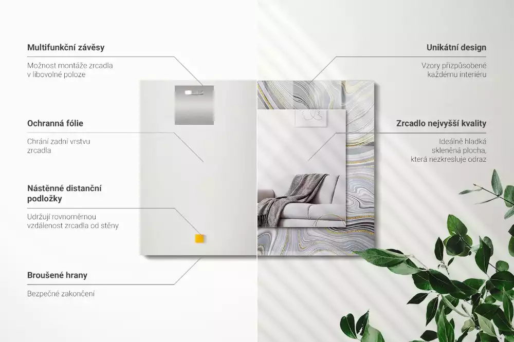 Bedrukte rechthoekige spiegel Abstracte marmerpatronen