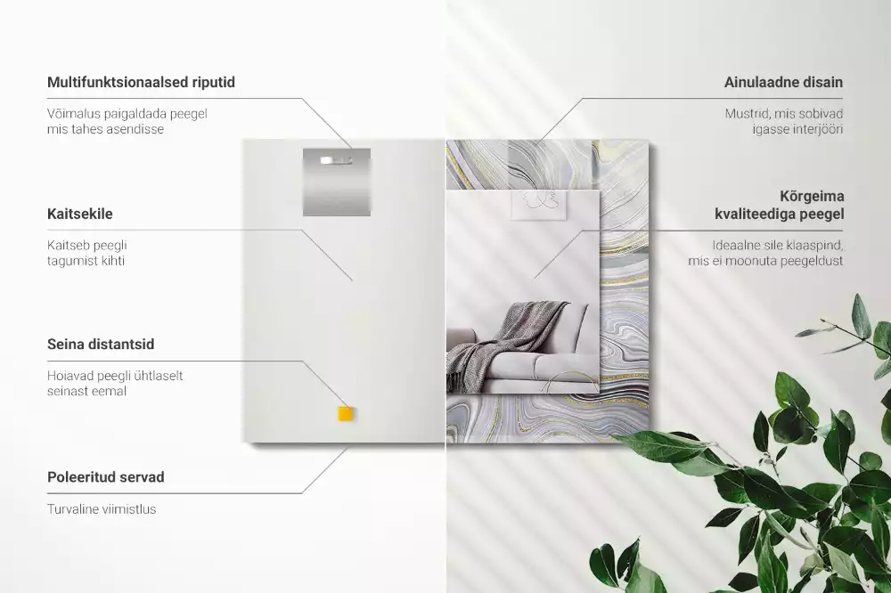 Bedrukte rechthoekige spiegel Abstracte marmerpatronen