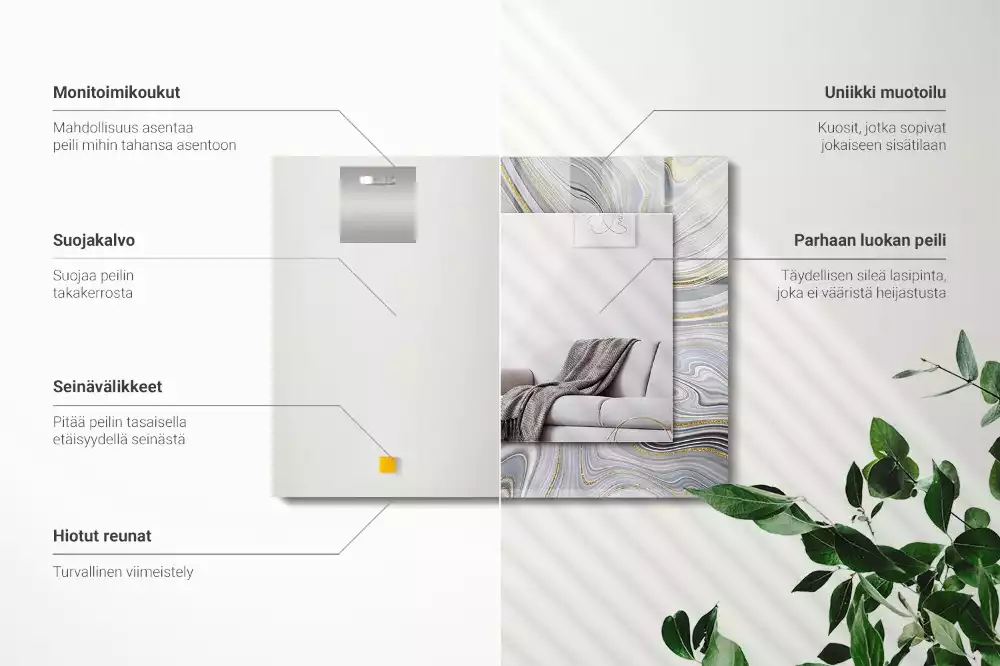 Bedrukte rechthoekige spiegel Abstracte marmerpatronen