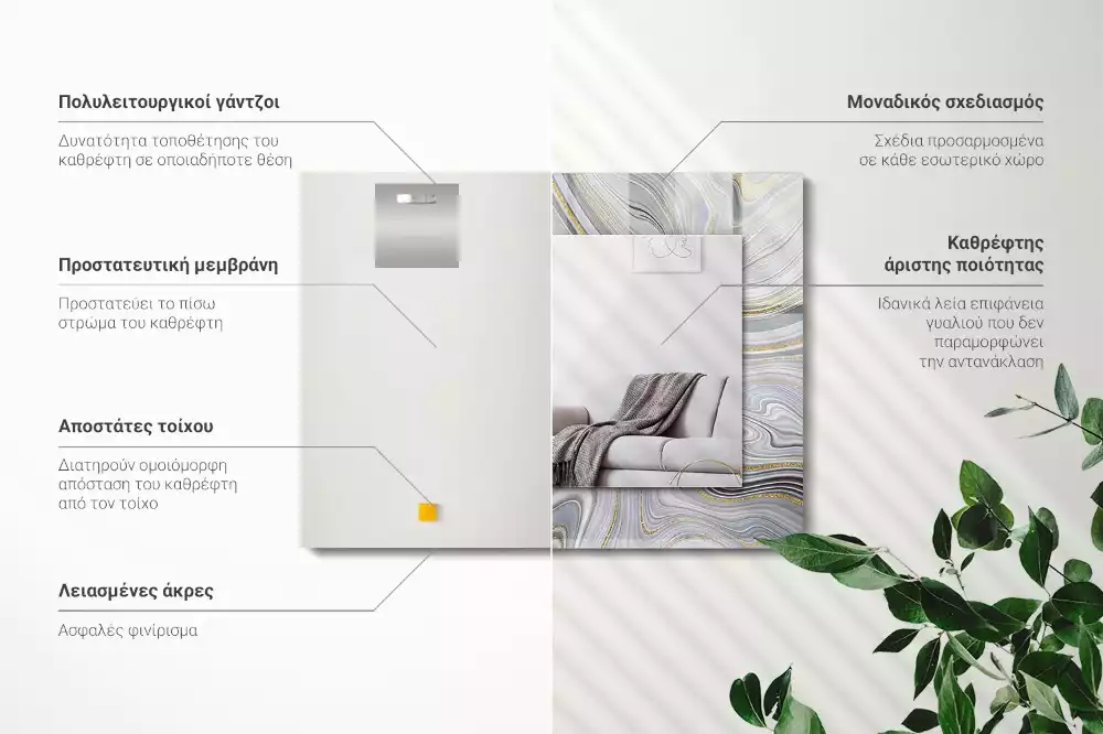 Bedrukte rechthoekige spiegel Abstracte marmerpatronen