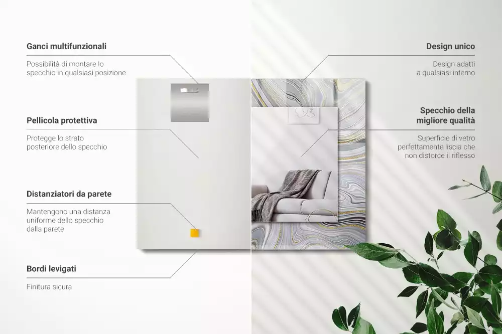 Bedrukte rechthoekige spiegel Abstracte marmerpatronen