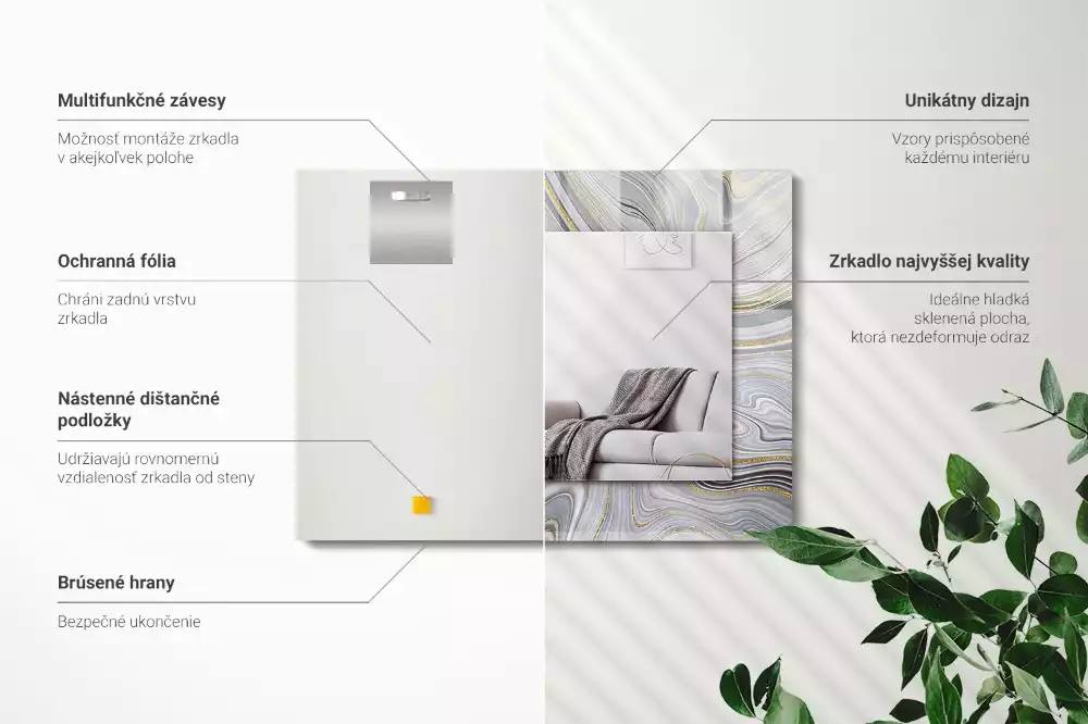 Bedrukte rechthoekige spiegel Abstracte marmerpatronen