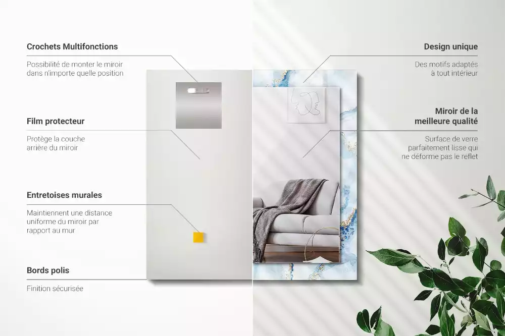 Rechthoekige spiegel met decoratie Abstract marmerpatroon