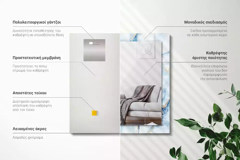 Rechthoekige spiegel met decoratie Abstract marmerpatroon