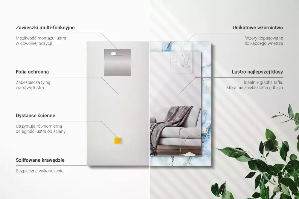 Rechthoekige spiegel met decoratie Abstract marmerpatroon