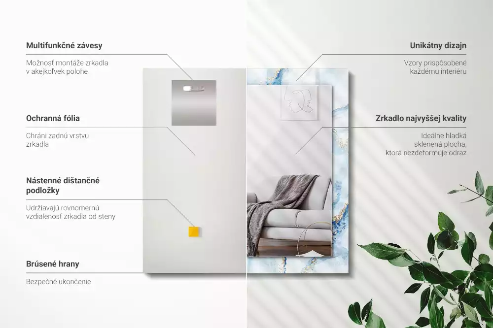 Rechthoekige spiegel met decoratie Abstract marmerpatroon