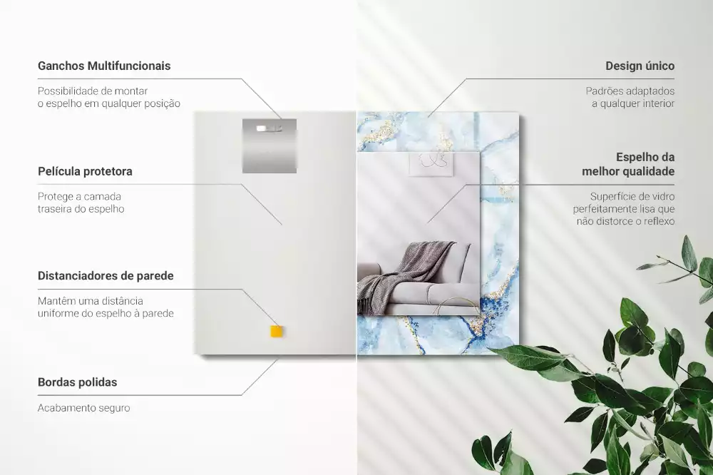 Rechthoekige spiegel met decoratie Abstract marmerpatroon