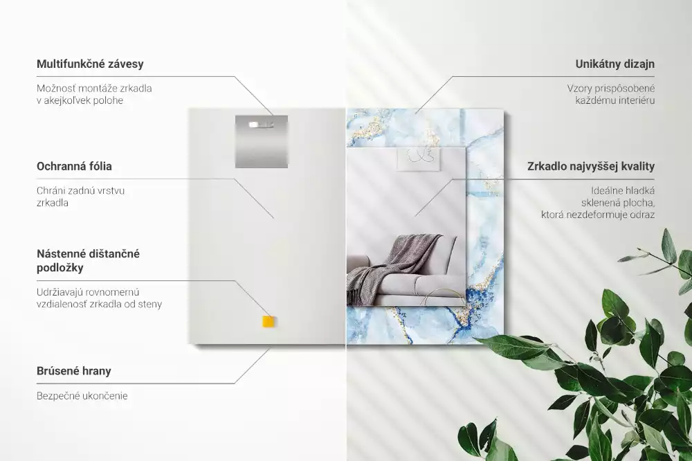 Rechthoekige spiegel met decoratie Abstract marmerpatroon