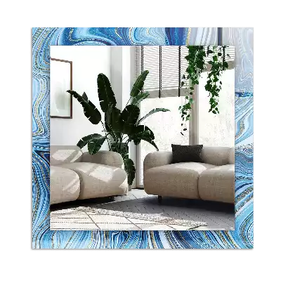 Rechthoekige spiegel lijst met print Abstract blauw patroon
