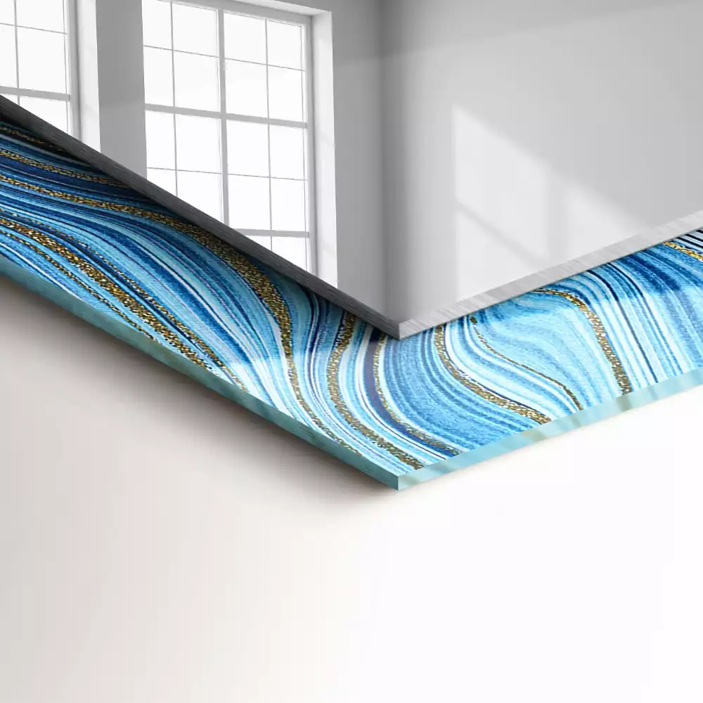 Rechthoekige spiegel lijst met print Abstract blauw patroon