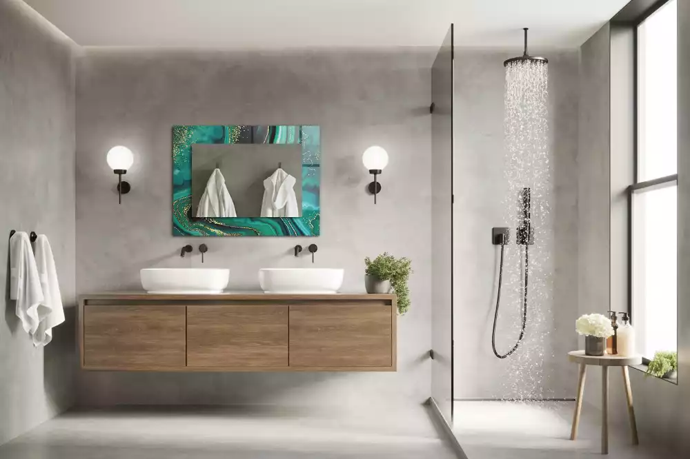 Bedrukte rechthoekige spiegel Abstracte groene textuur