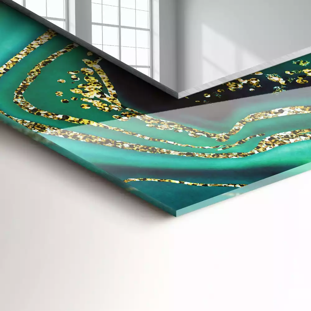 Bedrukte rechthoekige spiegel Abstracte groene textuur