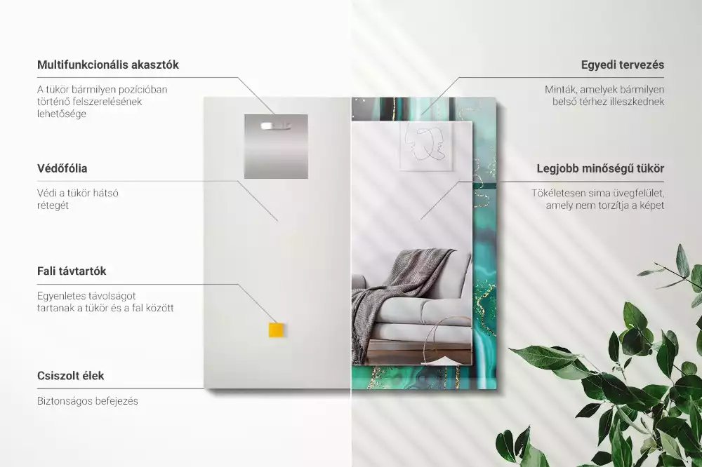 Bedrukte rechthoekige spiegel Abstracte groene textuur