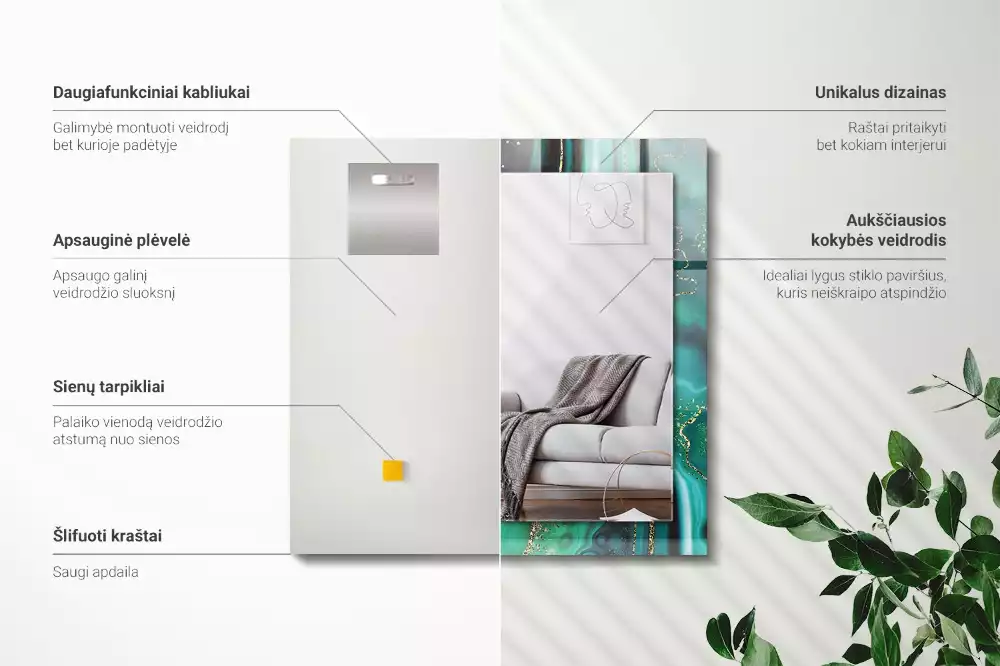 Bedrukte rechthoekige spiegel Abstracte groene textuur