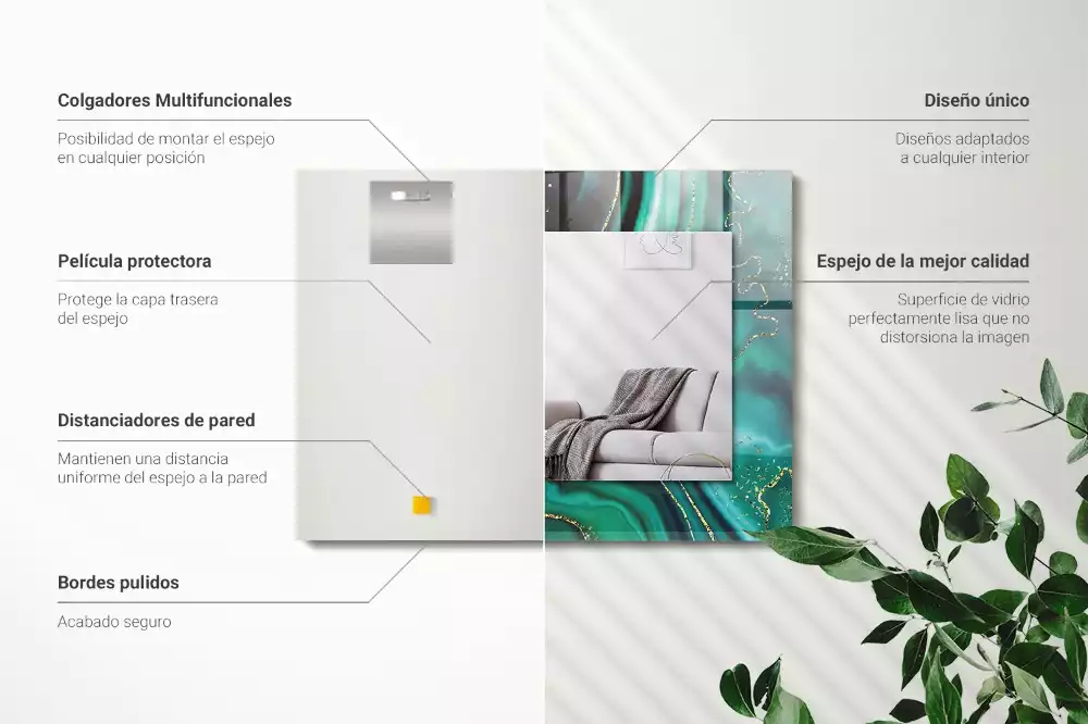 Bedrukte rechthoekige spiegel Abstracte groene textuur