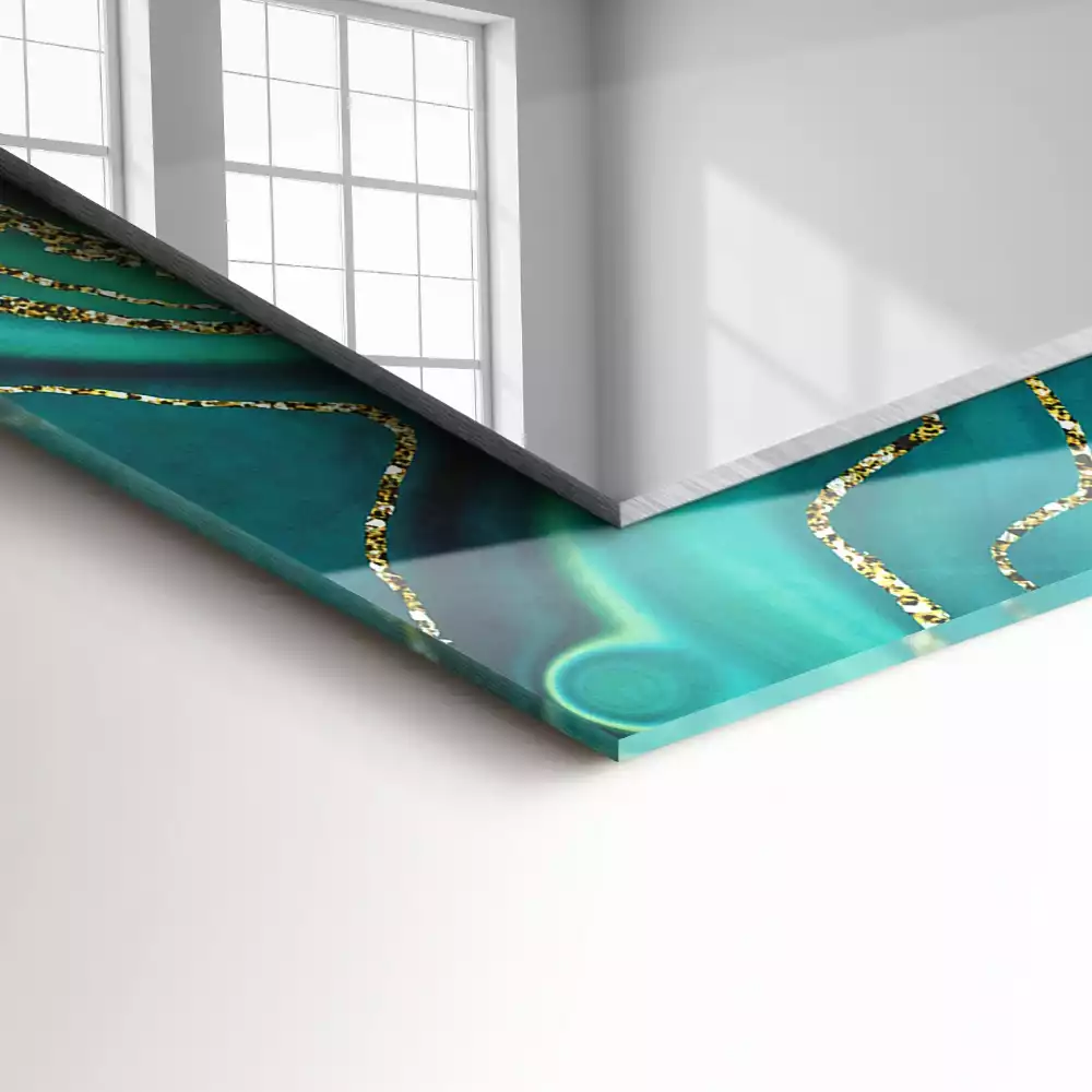 Bedrukte rechthoekige spiegel Abstracte groene textuur