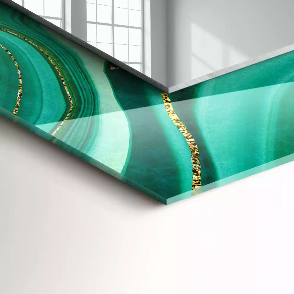 Rechthoekige spiegel met bedrukte lijst Abstracte groene textuur