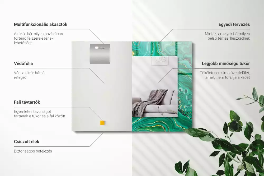 Rechthoekige spiegel met bedrukte lijst Abstracte groene textuur