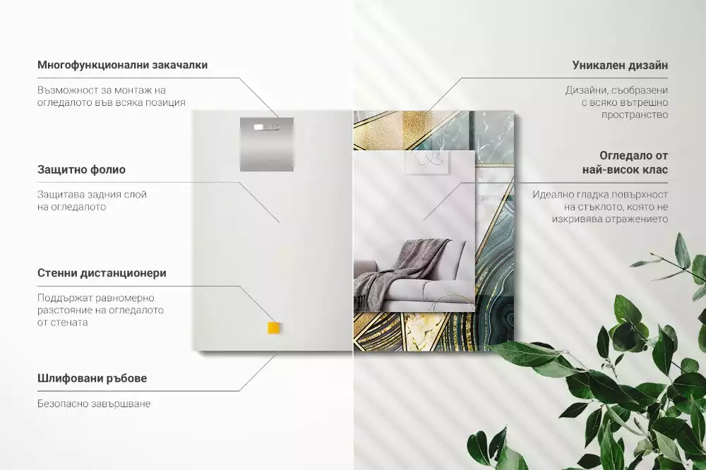 Rechthoekige spiegel met decoratie Abstracte geometrische patronen