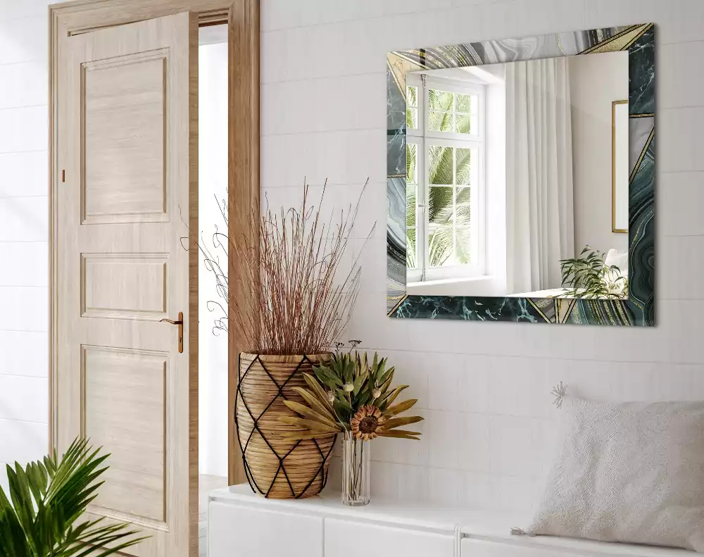 Rechthoekige spiegel met decoratie Abstracte geometrische patronen