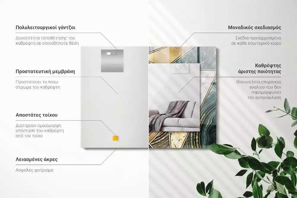 Rechthoekige spiegel met decoratie Abstracte geometrische patronen