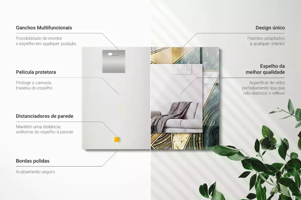 Rechthoekige spiegel met decoratie Abstracte geometrische patronen