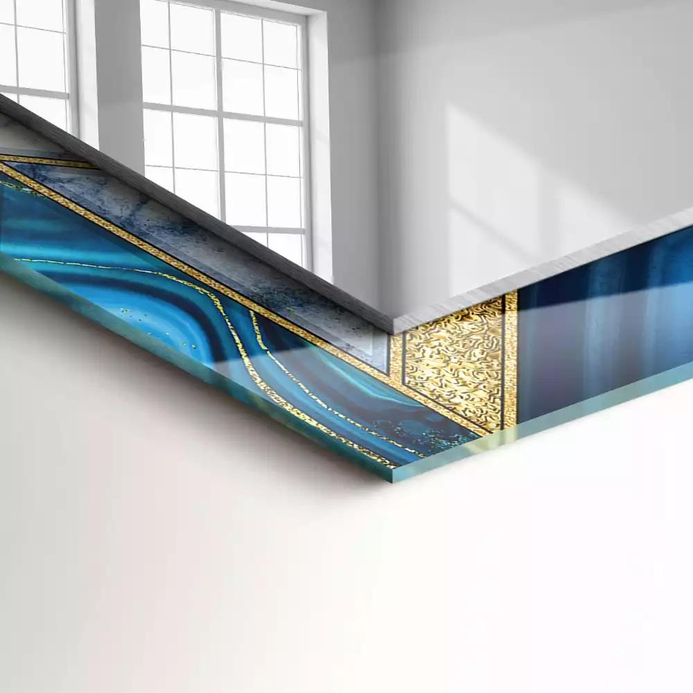 Rechthoekige spiegel lijst met print Abstract geometrisch mozaïek