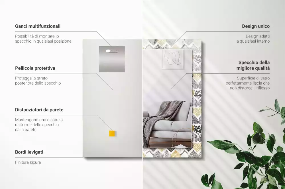 Bedrukte rechthoekige spiegel Kleurrijke harten