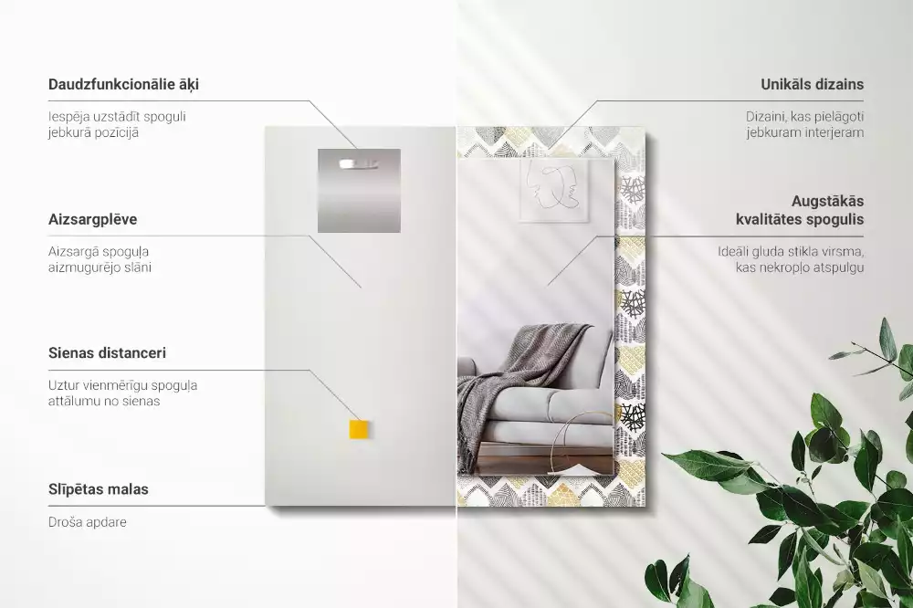 Bedrukte rechthoekige spiegel Kleurrijke harten