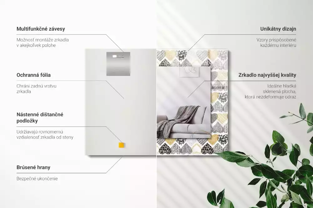 Bedrukte rechthoekige spiegel Kleurrijke harten